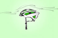Smith Optics overtake aero road cycling helmet on studio background with animated air currents